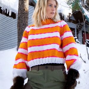 GOGO SWEATERS Gogo Striped Wool Pullover Sweater Marigold